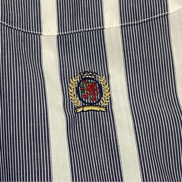 NEW Vintage Tommy Hilfiger Vertical Striped Button Down Men's Shirt Cotton Sz L - Picture 2 of 10